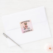 Kat is het huis aan het schoonmaken vierkante sticker (Envelop)