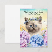 Kat is in bloemenveld bedankkaart (Voorkant / Achterkant)