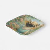 Kat is in een prachtige tuin papieren bordje (Gebogen)