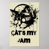 Kat is mijn jam, grappige trendy coole muziek kat poster (Voorkant)