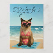 Kat is op het strand briefkaart (Voorkant)