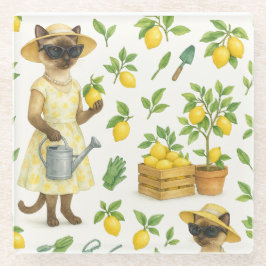 Kat is tuinieren citroen tuin glazen onderzetter