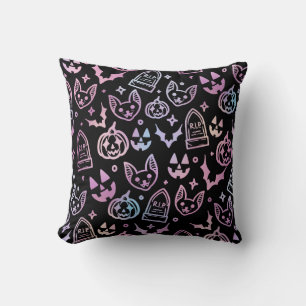Kat Jack O'Lantern Vleermuis Halloween Zwarte Deco Kussen