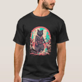 Kat Japans Kunst Kat Ninja Ukiyo e Anime Samurai C T-shirt (Voorkant)