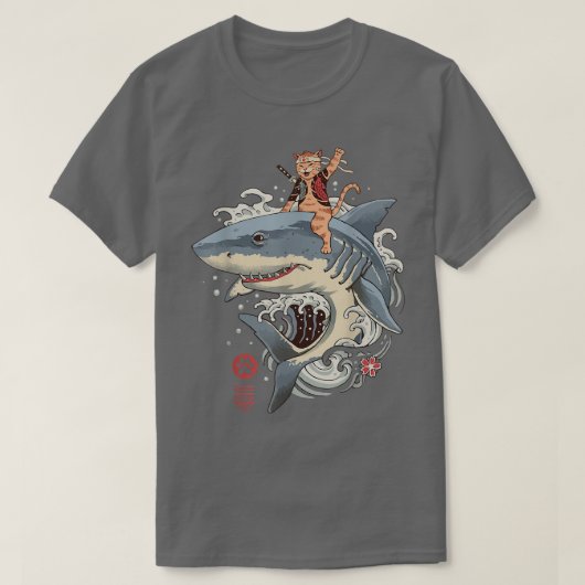 Kat Japans Neko Samurai Ninja Kawaii Tattoo Grap T-shirt (Design voorkant)