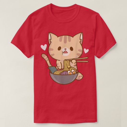 Kat Japanse Ramen Bowl Cute Kitten Noodles Graphi T-shirt (Design voorkant)