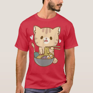 Kat Japanse Ramen Bowl Cute Kitten Noodles Graphi T-shirt