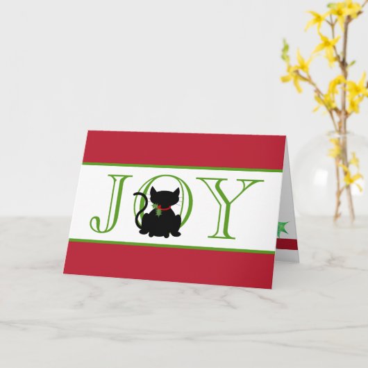 Kat | Joy Holiday Greeting Kaart (Gele Bloem)