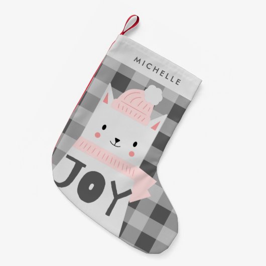 Kat, Joy, Winter, gepersonaliseerd Kleine Kerstsok (Voorkant (Hangend))