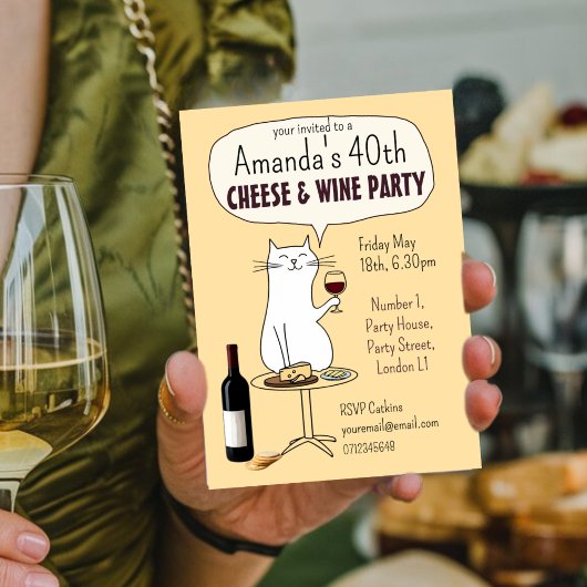 Kat Kaas en wijn feest verjaardagsproeverij Kaart