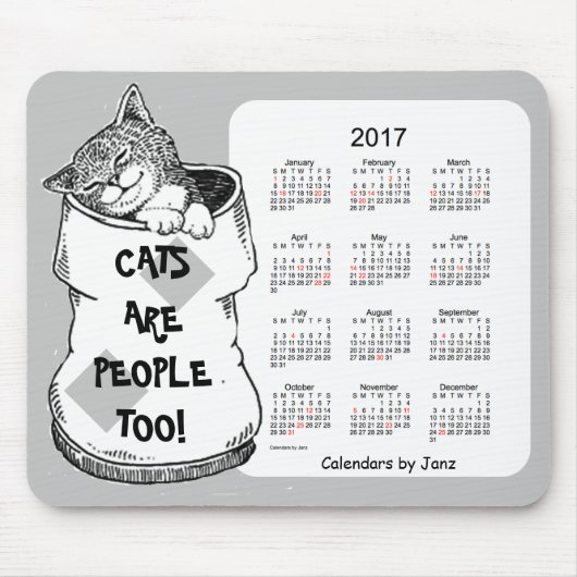 Kat kalender 2017 van Janz Silver Muismat (Voorkant)