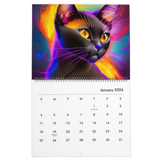Kat kalender 2023 - Abstracte kosmische katten art (Jan 2026)
