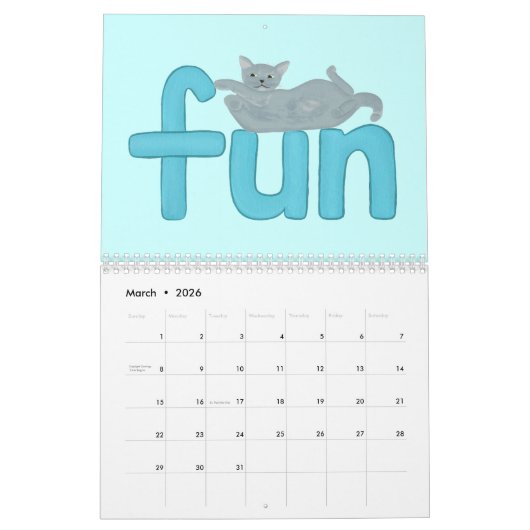Kat kalender voor artistieke katten (Mar 2026)