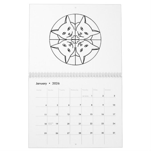 Kat kalender voor artistieke katten (Jan 2026)