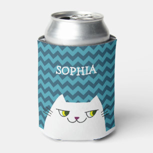 Kat Kan Koeler Monogram Blauwe Chevron Schattig