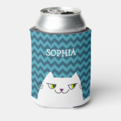 Kat Kan Koeler Monogram Blauwe Chevron Schattig (Blikje Achterkant)