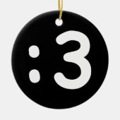 Kat kant Emoticon:3 Keramisch Ornament (Voorkant)