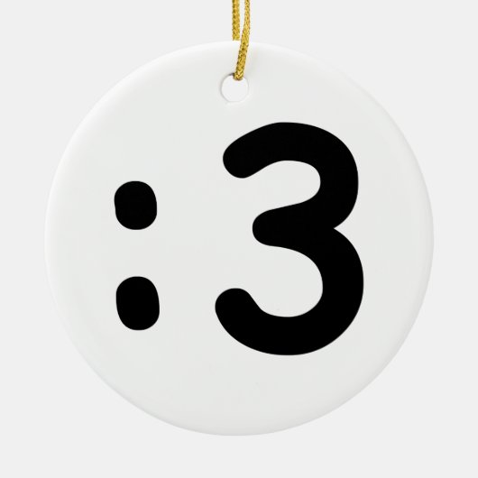 Kat kant Emoticon:3 Keramisch Ornament (Voorkant)