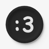 Kat kant Emoticon:3 Papieren Bordje (Voorkant)