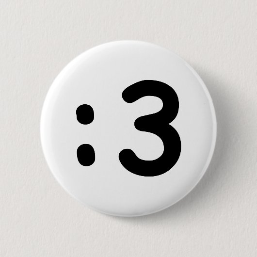 Kat kant Emoticon:3 Ronde Button 5,7 Cm (Voorkant)