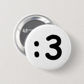 Kat kant Emoticon:3 Ronde Button 5,7 Cm (Voorkant /achterkant)