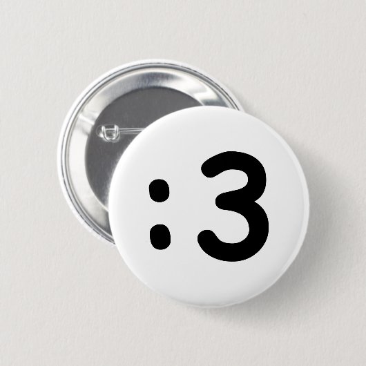 Kat kant Emoticon:3 Ronde Button 5,7 Cm (Voorkant /achterkant)