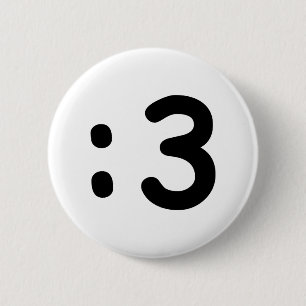 Kat kant Emoticon:3 Ronde Button 5,7 Cm