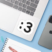 Kat kant Emoticon: 3 Sticker (Laptop met iPhone)
