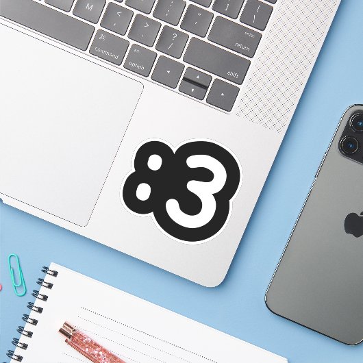 Kat kant Emoticon: 3 Sticker (Laptop met iPhone)