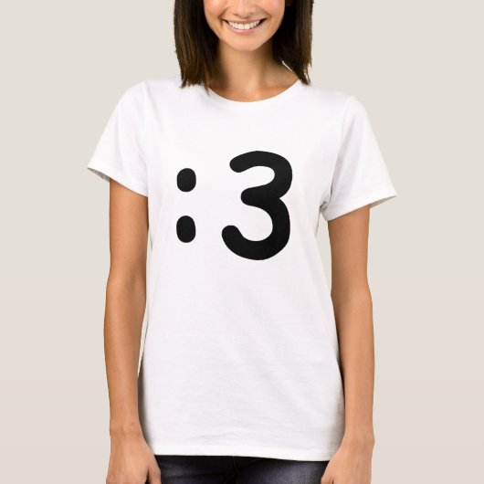 Kat kant Emoticon:3 T-shirt (Voorkant)