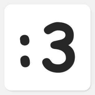 Kat kant Emoticon:3 Vierkante Sticker