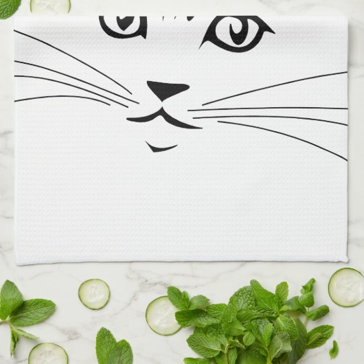 Kat kant tekening theedoek (Gevouwen)