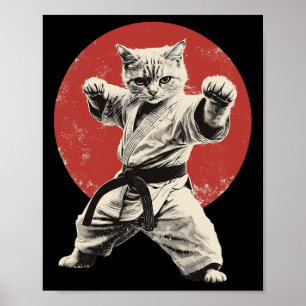 Kat Karate Judo Japan Japanse Vlag Grappig Grafisc Poster