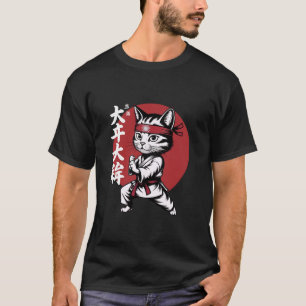 Kat Karate Judo Japan Japanse Vlag Grappige Grafis T-shirt
