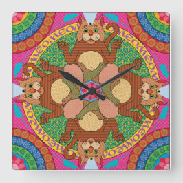 Kat Karma Clock Vierkante Klok