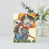 Kat Kat Gardener Briefkaart (Staand voorkant)