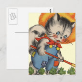 Kat Kat Gardener Briefkaart (Voorkant / Achterkant)