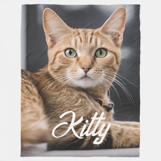 Kat Kat Gepersonaliseerde Pet Foto Gepersonaliseer Fleece Deken (Voorkant)