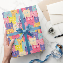 Kat Kat Gift Wrapping Paper - Katten - Pastels Cadeaupapier