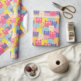 Kat Kat Gift Wrapping Paper - Katten - Pastels Cadeaupapier