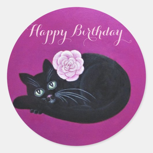 Kat Kat/Happy Birthday Sticker (Voorkant)