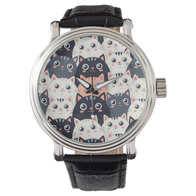 Kat Kat Kaleidoscope Horloge (Voorkant)