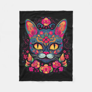 Kat Kat Kitten Paws Sugar Skull Calavera Hwe Fleece Deken