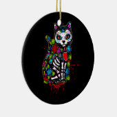 Kat Kat Kitten Paws Sugar Skull Calavera Hwe Keramisch Ornament (Rechts)