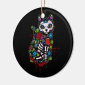 Kat Kat Kitten Paws Sugar Skull Calavera Hwe Keramisch Ornament (Links)