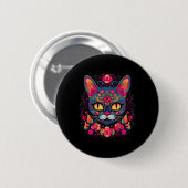 Kat Kat Kitten Paws Sugar Skull Calavera Hwe Ronde Button 5,7 Cm (Voorkant /achterkant)