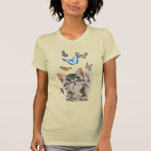 Kat Kat Kitten spelen met botervliegen T-shirt (Voorkant)