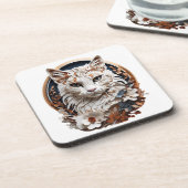 Kat, kat met bloem bier onderzetter (Linkerzijde)