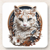 Kat, kat met bloem bier onderzetter (Voorkant)