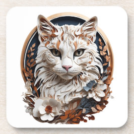 Kat, kat met bloem bier onderzetter